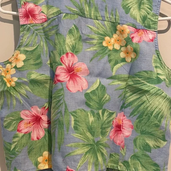 Vintage Lauren Ralph Lauren Front Tie Button Down Floral Hawaiian Shirt - Picture 8 of 10